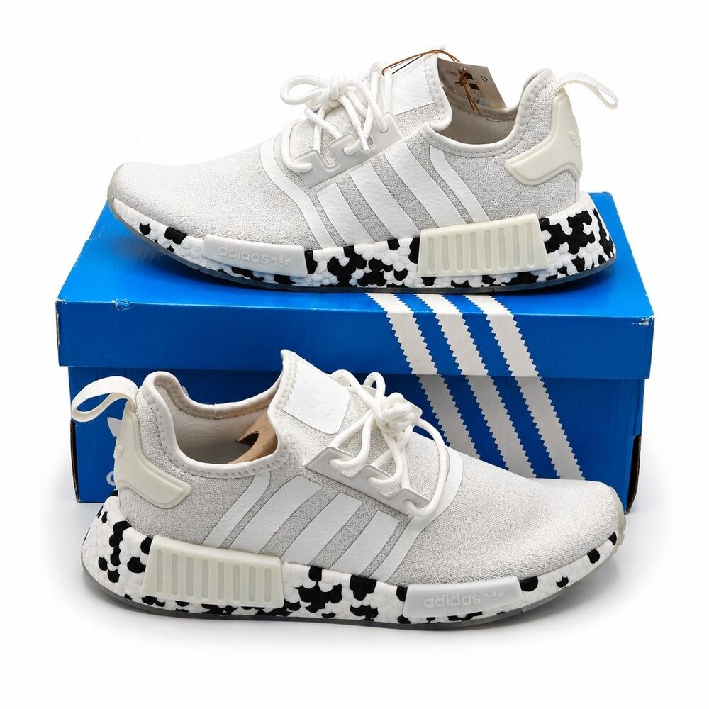 adidas Originals NMD_R1 GZ4307 White Black Boost Sneakers Men’s Size 8.5 - Picture 1 of 8